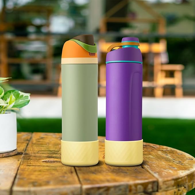 2PCS Silicone Water Bottle Boot for Owala 24oz 32oz 40oz, Anti-Slip Protective Sleeve Bottom Bumper Protector for FreeSip, Twist, and Flip Stainless Steel Water Bottles