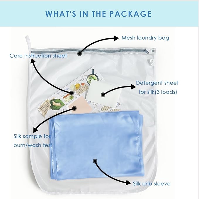 23 Momme Silk Bassinet Sheet for Baby Hair, No More Bed Head and Baby Bald Spots, 100% Mulberry Silk Crib Sheets for Baby Boy/Girl (Blue)