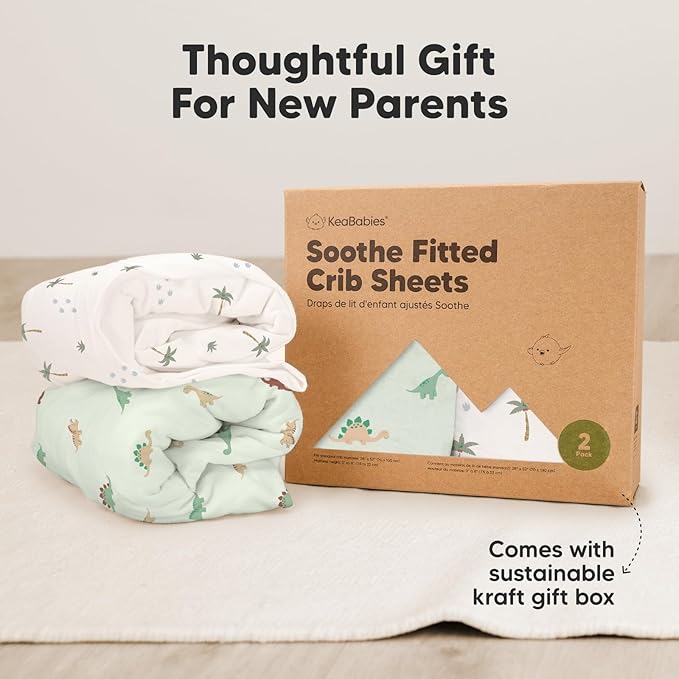 2-Pack Organic Crib Sheets for Boys, Girls - Jersey Fitted Crib Sheet, Baby Crib Sheets Neutral, Crib Mattress Sheet, Cotton Crib Sheets, Breathable Crib Sheet, Baby Mattress Sheets (Roarsome)