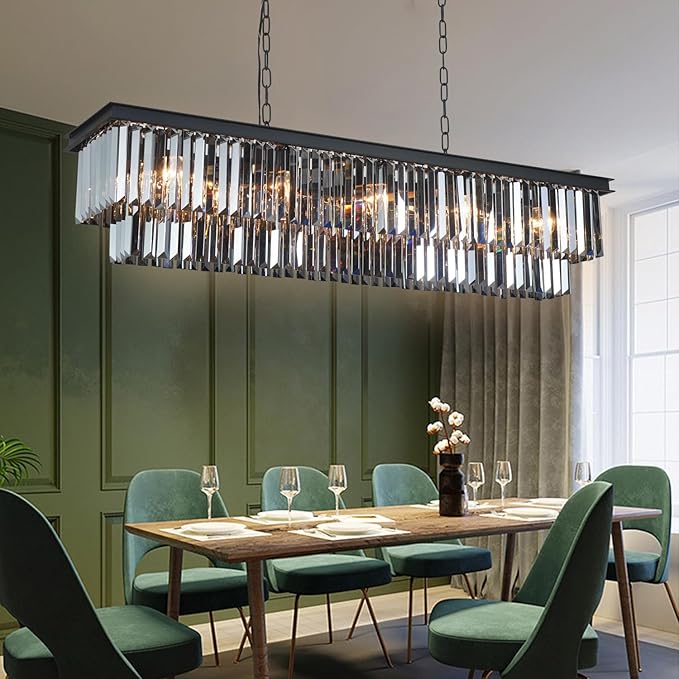 Crystal Chandeliers for Dining Room 39" 10 Lights Elegant Pendant Ceiling Lighting Fixture Chandeliers