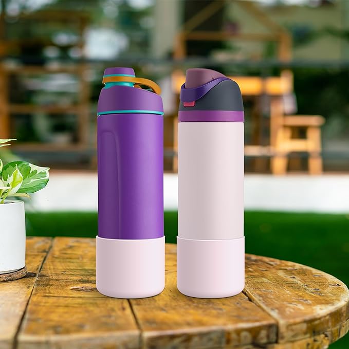 2PCS Silicone Water Bottle Boot for Owala 24oz 32oz 40oz, Anti-Slip Protective Sleeve Bottom Bumper Protector for FreeSip, Twist, and Flip Stainless Steel Water Bottles