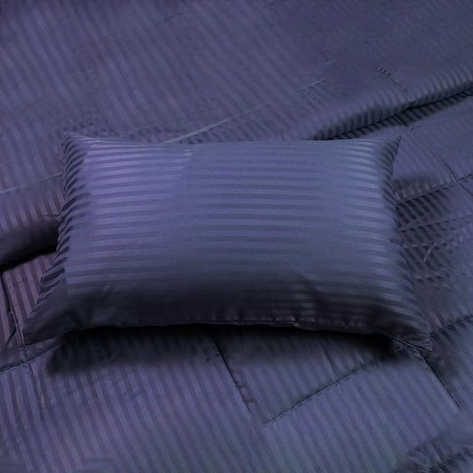 Twin Comforter Set with Sheets, 5 Pieces Super Soft Twin Bed in a Bag, All Season Solid Color Kids Bedding Set Neutral for Boys & Girls, Blue Striped