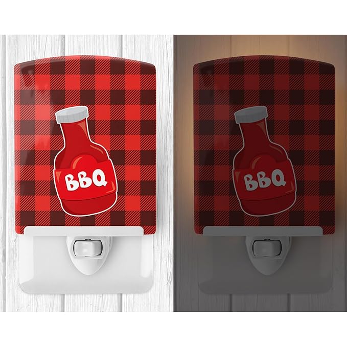 Caroline's Treasures BB8633CNL Backyard BBQ Sauce Ceramic Night Light Compact, UL-Certified, Ideal for Bedroom, Bathroom, Nursery, Hallway, Kitchen, 6x4x3, Multicolor