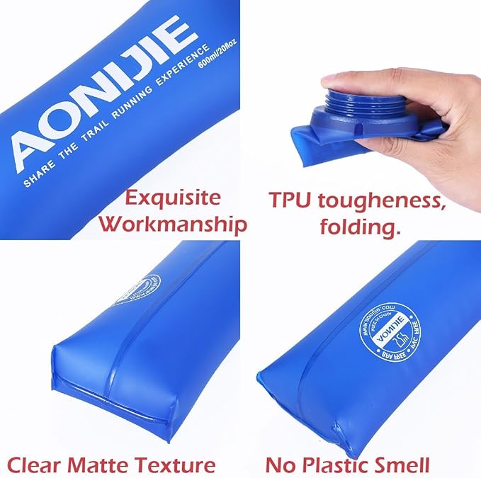 AONIJIE 2Pack of Soft Soft Folding Hydration Bottle Water Collapsible Flask BPA-Free Bottles (350ml/11.95oz)