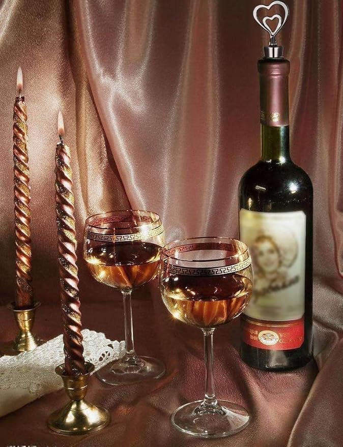 24PCS Double Heart Shape and Beverage Wine Bottle Stoppers Love Design Wine Caps Reusable Plug Keep Wine Fresh for Wedding Birthday Baby Shower Gifts for Guests (24,Bronze Heart)