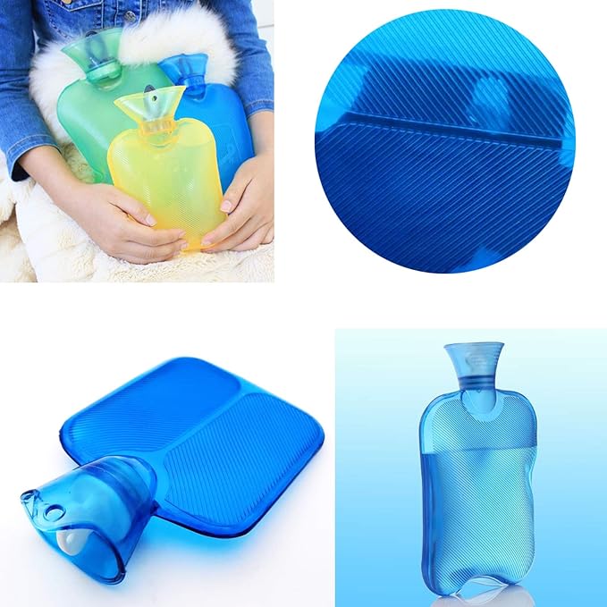 Markeny 2PCS Hot Water Bags, Premium Classic Rubber Water Bottle for Cold Weather
