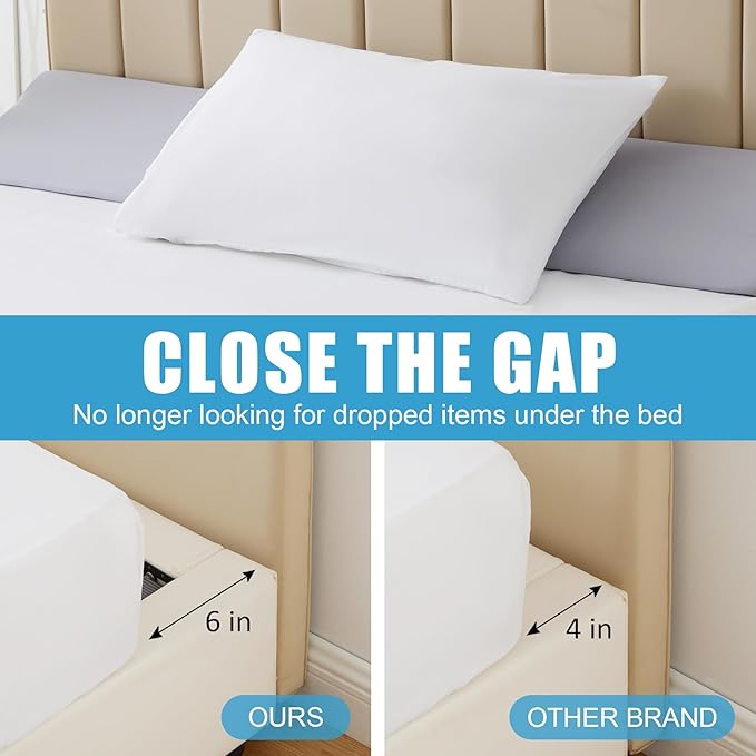 King Bed Wedge Pillow for Headboard, Foam Pillow Wedge for Headboard Gap, Mattress Bed Gap Filler King, Triangle Pillow Wedge, Anti-slip Bed Crack Pillow Space Filler King (76"×10"×6") Grey