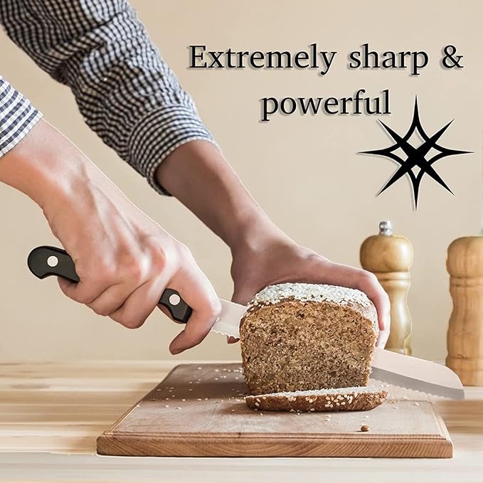 Moss & Stone 14-piece Knife Block Set, Stainless Steel Knife Set, Premium Kitchen knives Set With High-Carbon Stainless Steel Blades And Wooden Block Set, Cutlery Knife Set, 14 Pcs Kitchen Knife Set