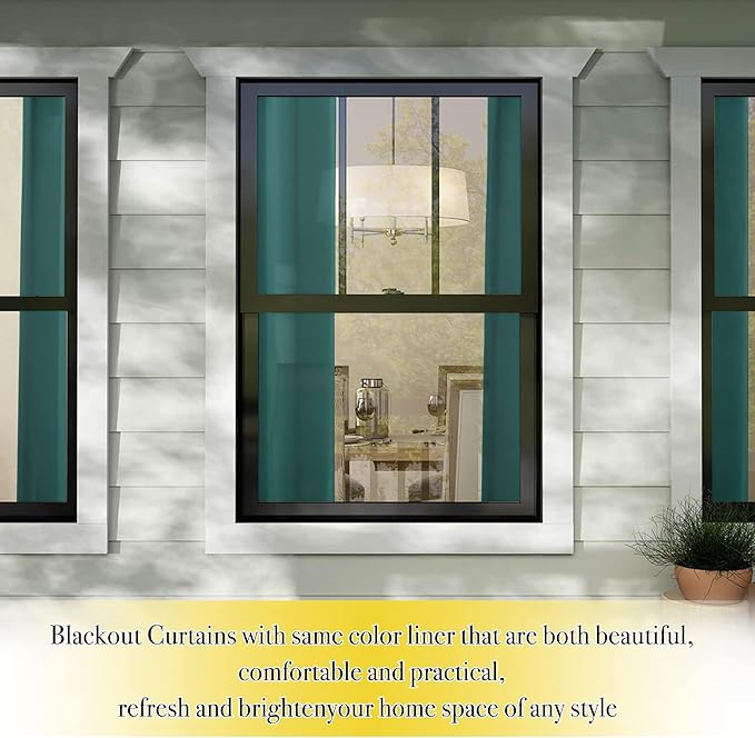 NICETOWN Emerald Green 100% Blackout Curtains, Thermal Insulated & Energy Efficiency Window Draperies for Guest Room, Full Shading Panels for Shift Worker and Light Sleepers, 52W x 84L, 2 PCs