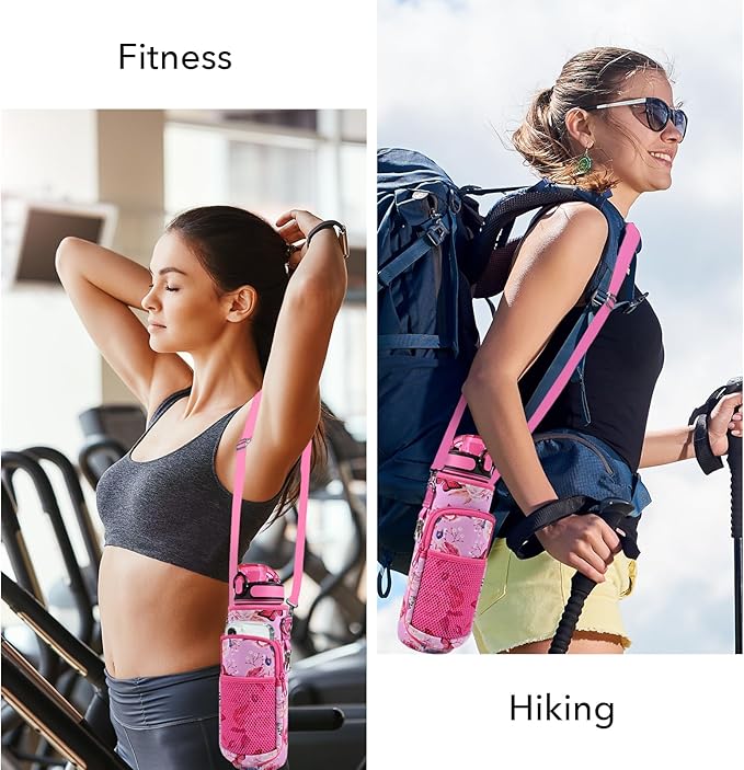 32 oz Water Bottles with Straw & Strap, Motivational Water Bottles with Times to Drink, BPA Free Reusable Sports Water Bottle with Sleeve Carrier for Gym, Workout or Fitness (Butterfly in Love)