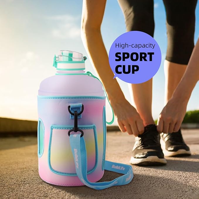 QuiFit 1 Gallon Water Bottle - 128 oz Water Bottle with Times to Drink - BPA Free Motivational Water Bottle with Infuser - Large Water Bottle - Sports Water Bottle 1 Gallon in Gym