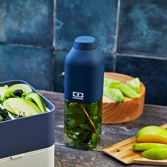 monbento - Clear Reusable Water Bottle MB Positive M blue Infinity - 17 floz/500 ml Water Bottle Perfect for Work, Travel, Sport, Picnic - Compact, Leakproof BPA Free Water Bottle - Blue