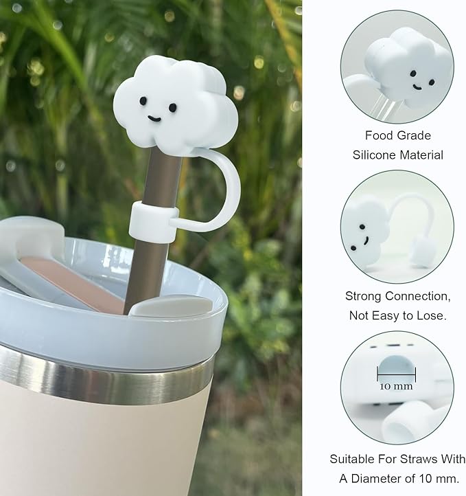 Accessories Set for Stanley 40oz including 6PCS Silicone Spill Proof Stopper 1PCS Straw Cover 1 PCS Siliconce Boot Sleevec 1 PCS Silicone Water Bottle Handle Strap 1PCS Straw & Cleaning Brush