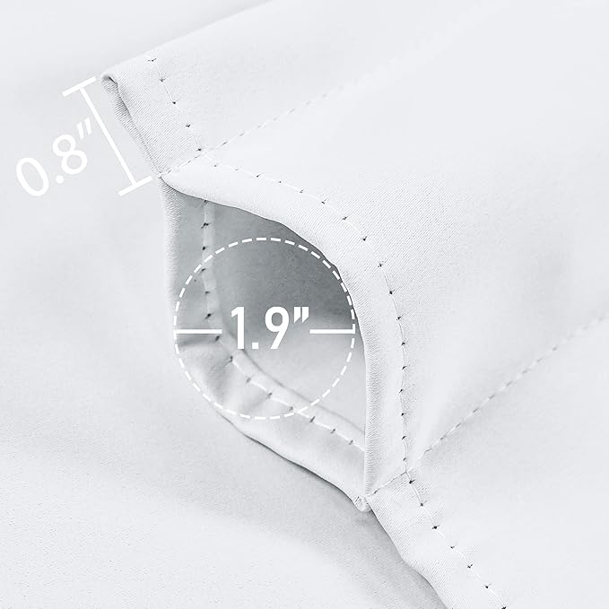 4 Panels White Valance for Windows 42x18 Inch Solid Thermal Insulated Blackout Rod Pocket Kitchen Short Curtain Toppers Valance for Bathroom Living Room