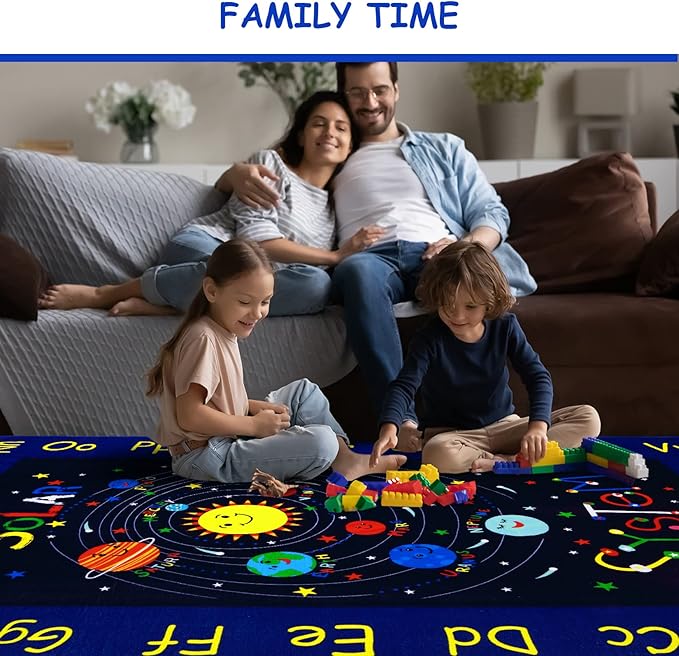 Baby Play Kids Rug Mat Solar System Learning Rug ABC Alphabet Educational Area Rugs for Classroom Kids Room Baby Playroom Mat Kids Foam Rug Playtime Activity Mat for Toddler 5 x 7