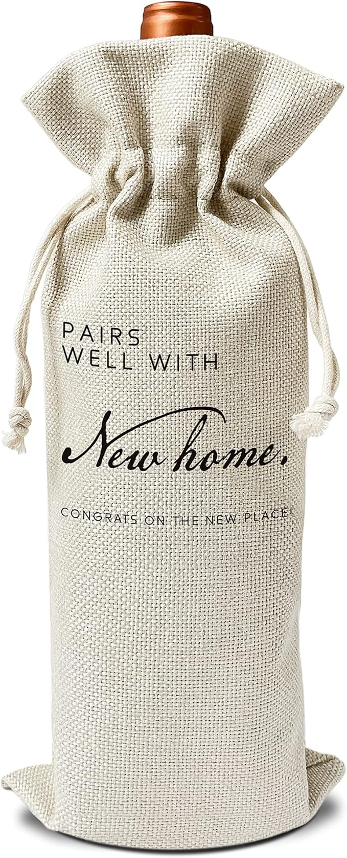 Zodvery Housewarming Wine Gift Bags - Gift for New Home, New Home Owner Gift, Realtor Gift to Clients - Reusable Burlap With Drawstring Gift Bag (5.5"x 13.5")-1 Pcs/jiu075