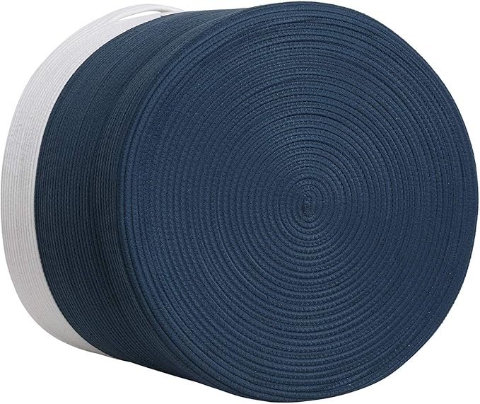 22" x 22" x 16" Mega Size Extra Large Storage Basket, Cotton Rope Storage Baskets, Woven Laundry Hamper, Cloth Storage Bin, for Clothes Towel Blanket Basket in Living Room, Dark Blue