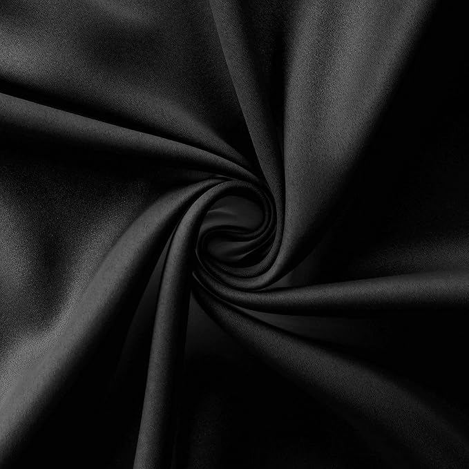 Mrs.Naturall Short Curtains for Windows,Blackout Curtains for Bedroom,Black,45 Inch Length