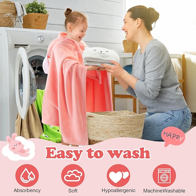 6 Pcs Hooded Towel for Kids Toddler Bath Towels 27.6" x 55" Large Kids Beach Towels for 3-10 Years Soft Pool Towel with Animal Hoods for Boy Girl