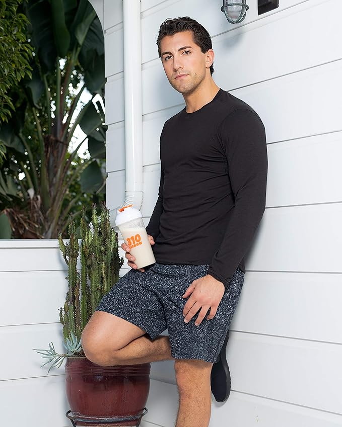 310 Nutrition Protein Shaker Bottle Meal Replacement Blender Cup For Mixing Protein Powders, Lemonade Mix, And Pre Workout (Clear w/White Lid)