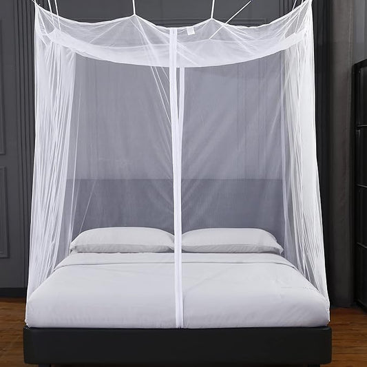 Mengersi Mosquito Net for Bed Canopy with Zipper,Canopy Bed Curtains Single Full,Queen King Size Bed,Mosquito Netting for Patio,Camping,Bug Net for Camping,White