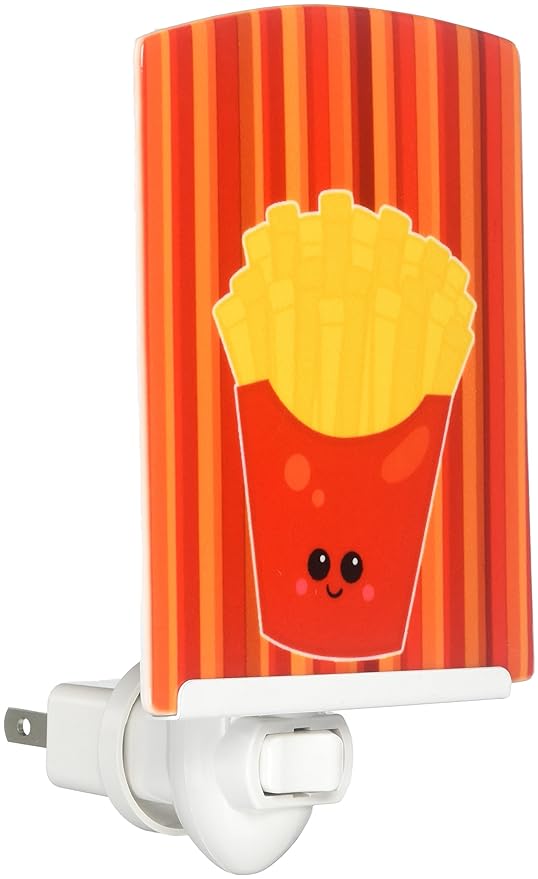 Caroline's Treasures BB7050CNL French Fries Face Ceramic Night Light Compact, UL-Certified, Ideal for Bedroom, Bathroom, Nursery, Hallway, Kitchen, 6x4x3, Multicolor