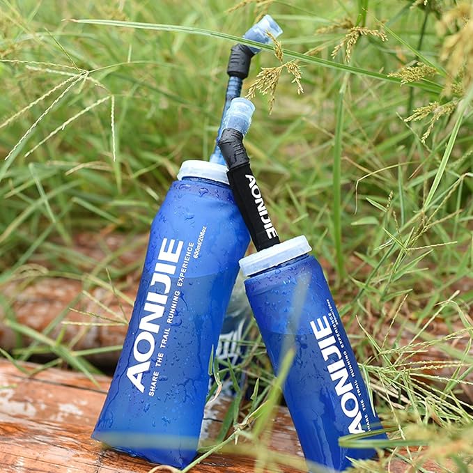 Azarxis Soft Flask Collapsible Water Bottle Running Soft Gel Flask Reservoir Handheld Folding TPU 600ml for Hydration Pack Hiking Cycling Climbing (600ml - 1 Pack)