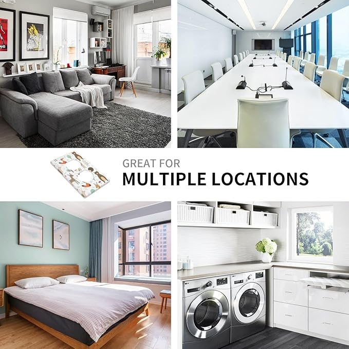 Cartoon Animal Deer Bear Fox Light Switch Cover Decorative Duplex Electrical Outlet Plastic Wall Plate Outlet Cover for Women Girls Bedroom Kitchen Living Room Decor 4.5 * 2.76