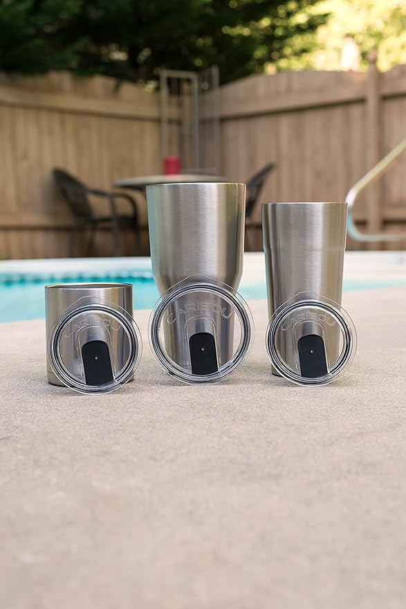 Camco Currituck Heavy Duty Stainless Steel Tumbler Cup with Lid by Camco- Perfect for Travel, Camping, Hiking, The Beach and Sports, Won't Condensate- 20 oz (51861)