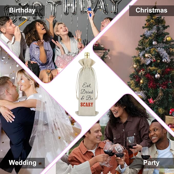 Friendship Gift for Friends Wine Gift Bag Birthday Christmas Gifts for Women Men Wine Lovers Bachelorette Party Decors Reusable Burlap Wine Bag Home Bar Tasting Party Decors Champagne Wrap Bag