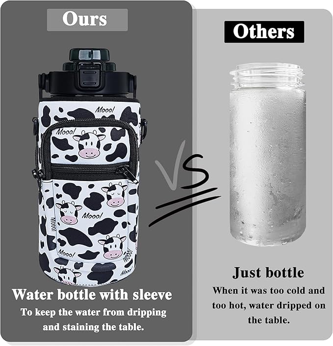 64 oz Water Bottle with Straw Sleeve & Strap Motivational Half Gallon Water Jug with Handle for Gym Women Men Aesthetic Water Bottle with Strap