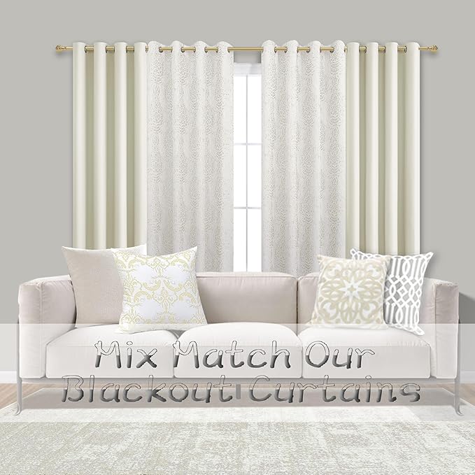 Mrs.Naturall Extra Long Curtains Drapes 108 Inches Long 2 Panels Set,Room Darkening 60-70% Blackout 9FT 9Ft Tall Curtains for Living Room,Cream Beige