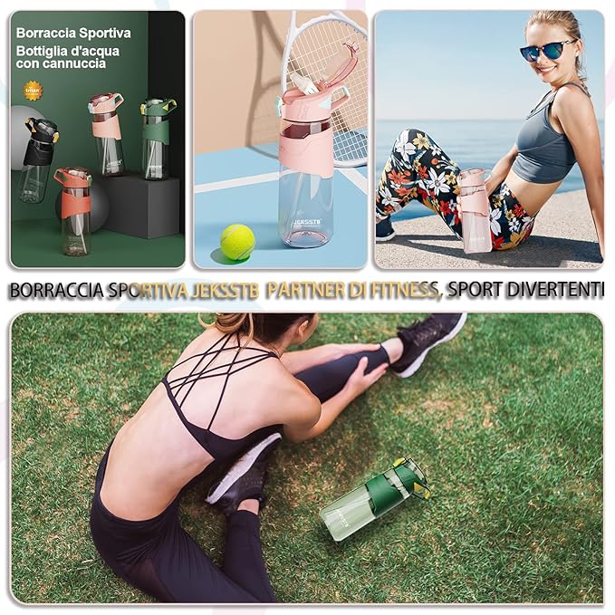 Sports Bottle - 22oz, Water Bottle with Straw, Leak Proof Flip Top Simple Modern Water Bottle, BPA Free Tritan Plastic Water Bottle. Suitable for Gym, Outdoor Travel Sports Enthusiast (Black)