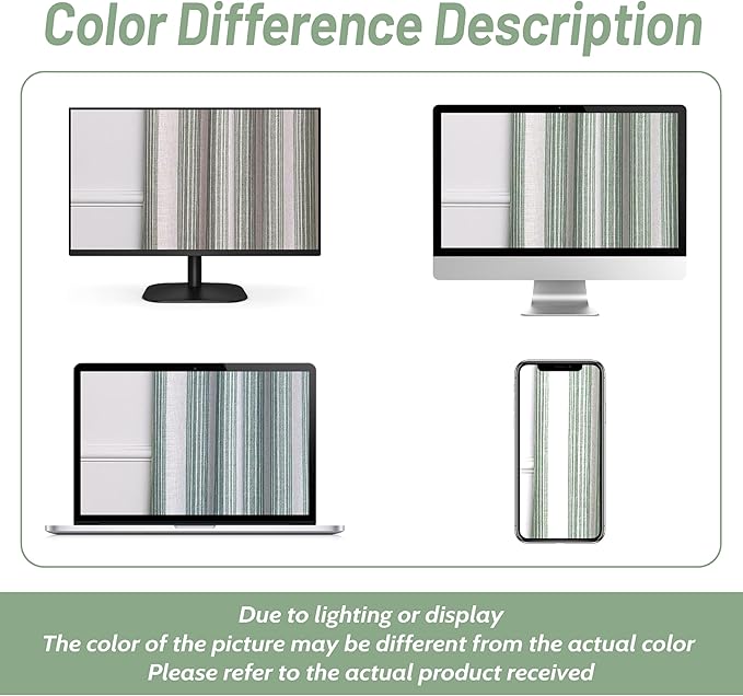 DriftAway Chris Linen Lined Valance Double Layer Thermal Insulated Room Darkening Blackout Valances 3 Inch Rod Pocket Vertical Striped Kitchen Valance for Bathroom 52 Inch by 18 Inch Green