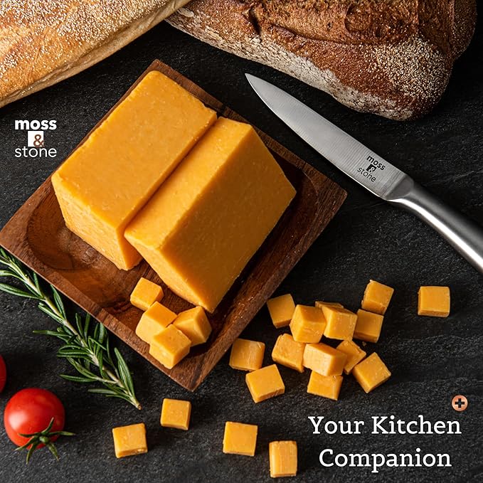 Moss & Stone Professional Kitchen Knife Chef Set, 6 Pcs Small Knife Set With Block, Premium Kitchen Knife Set Stainless Steel, Scratch Resistant & Rust Proof, Knife Block With Sharp Cooking Knives.