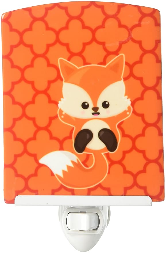 Caroline's Treasures BB7085CNL Baby Fox Quatrafoil Ceramic Night Light Compact, UL-Certified, Ideal for Bedroom, Bathroom, Nursery, Hallway, Kitchen, 6x4x3, Multicolor