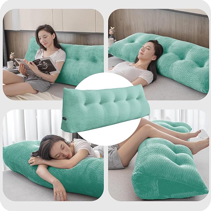 Large Bolster Triangular Headboard Wedge Backrest Positioning Support Bed Rest Reading Pillows Headboard Wedge Pillows for Day Bed Bunk Bed with Removable Cover