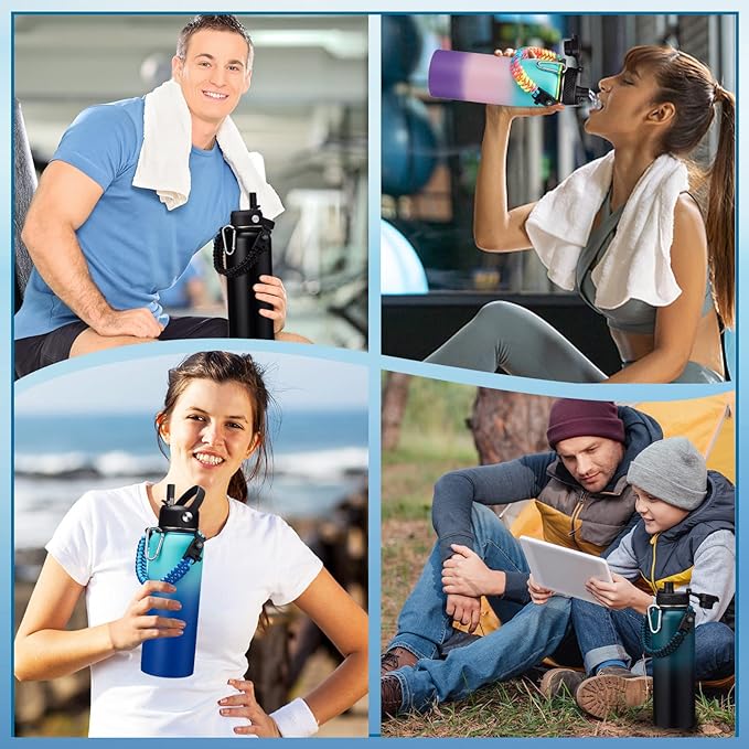 Metal Water Bottle 40oz - Stainless Steel Water Bottles with Straw Spout Lid, Sleeve Carry Strap, Vacuum Insulated, Leak Proof, BPA Free Water Jug, Modern Reusable Waterbottle Gym Biking Camping