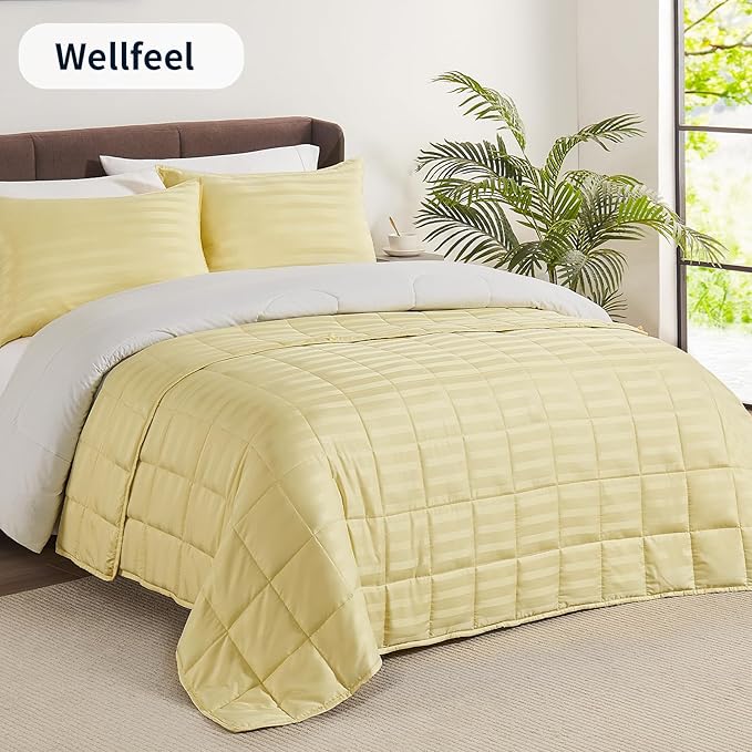 Weighted Blanket,7lbs Heavy Weighted Blanket 40"x60" Breathable Cooling Blanket, Summer Blankets Ultra Soft Comfort Blanket with Glass Beads for All-Season (Yellow)