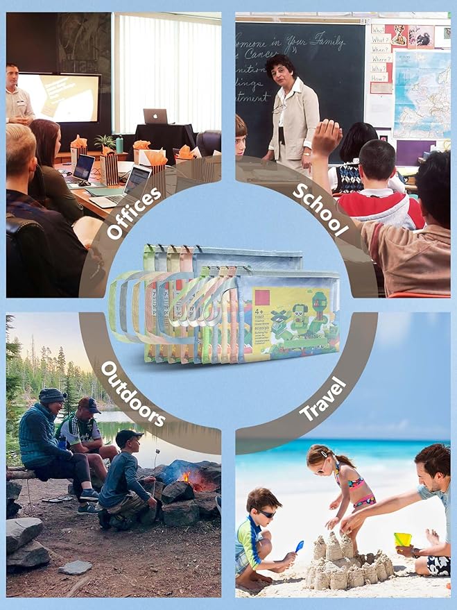 A4A5-1Layers 10 Pack Colored Mesh Zipper Pouch Bags, Double-Layer Nylon Puzzle Building Block Sets Toy Storage & Organization, Breathable See Through Zipper Pouch