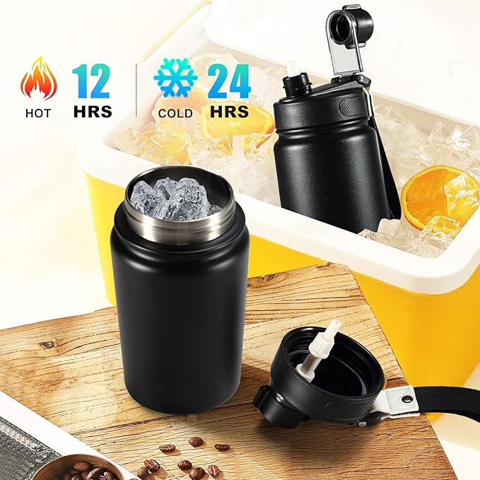 25 oz gym water bottle with straw, leak proof - men's/women's sports metal water bottle - double vacuum insulated stainless steel water bottle for gym, outdoors or traveling