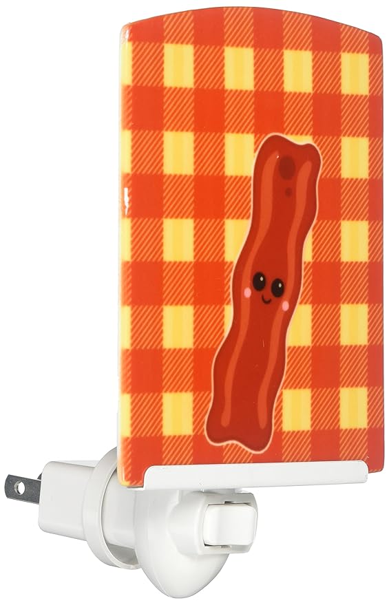 Caroline's Treasures BB7043CNL Bacon Face Ceramic Night Light Compact, UL-Certified, Ideal for Bedroom, Bathroom, Nursery, Hallway, Kitchen, 6x4x3, Multicolor
