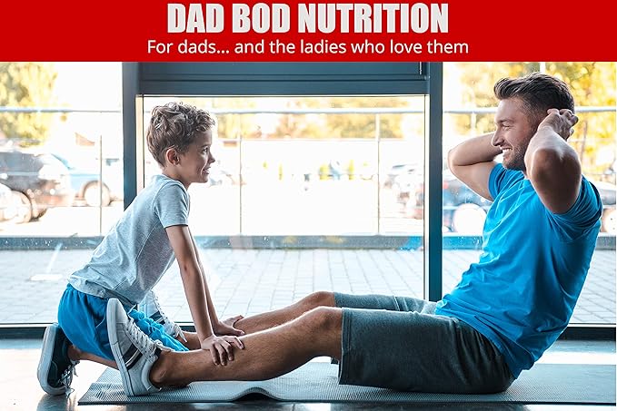 Dad Bod Nutrition Funny Protein Shaker Bottle 28 Ounce Water Cup (Black Lid)