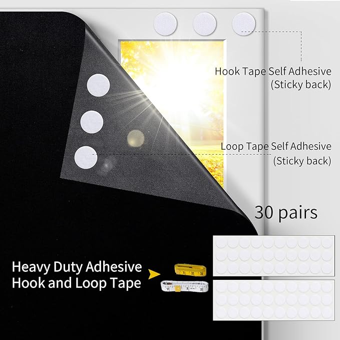 Portable Blackout Shades 100% Blackout Curtains for Bedroom Small Window Curtains No Light Kitchen Windows Insulated for Nursery for Baby Travel Curtain,Black,56" W x 80" L,1 Panel