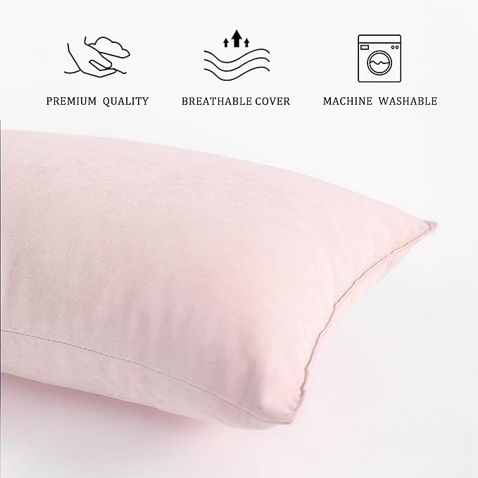 BEDSUM 2 Pack Pillows, 13"x18" Microfiber Pillows for Travel, Pets, Soft and Machine Washable Small Pillows for Neck, Wrist, and Knee Comfort, Pink