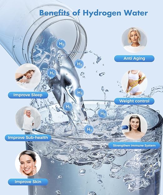 3 in 1 Hydrogen Water Bottle, Hydrogen Water Bottle Generator with SPE PEM Technology Water Ionizer,Portable Rechargeable 3 Min Quick Electrolysis - Suitable for Home,Office, Travel