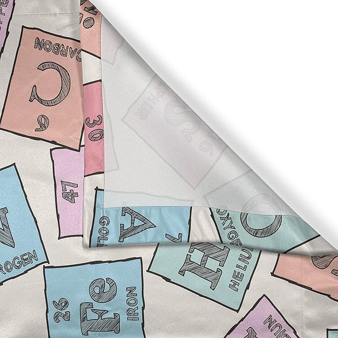 Ambesonne Periodic Table Kitchen Curtains, Sketch Style Chemistry Class Elements Science Camp Art Print, Window Drapes 2 Panel Set for Kitchen Cafe Decor, 55" x 39", Green Pink