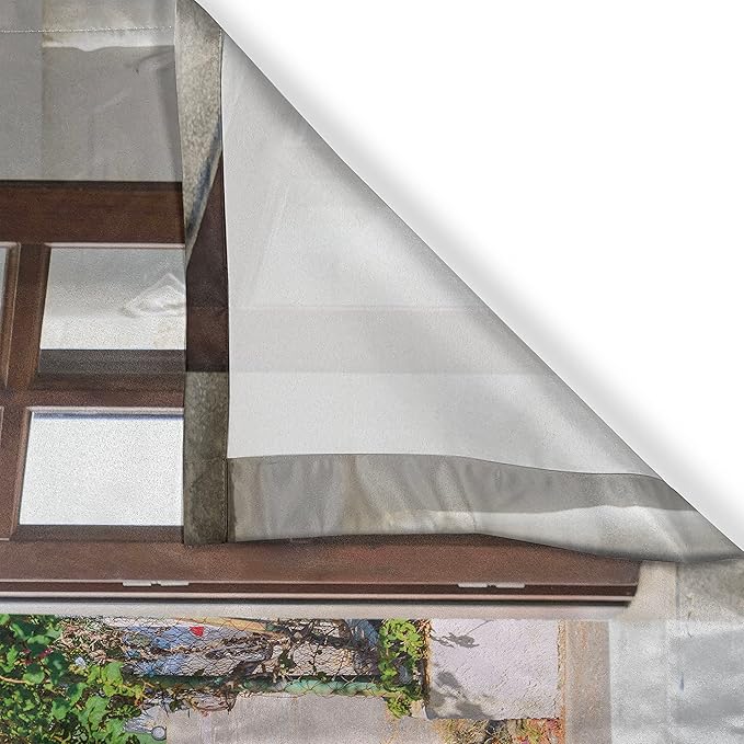 Ambesonne Beach Long Kitchen Curtains, Ocean Sea View from Summer Season Italian Design in Garden Image, Two Panels Drapes with Rod Pocket Room Decor, 55" x 45", White Blue