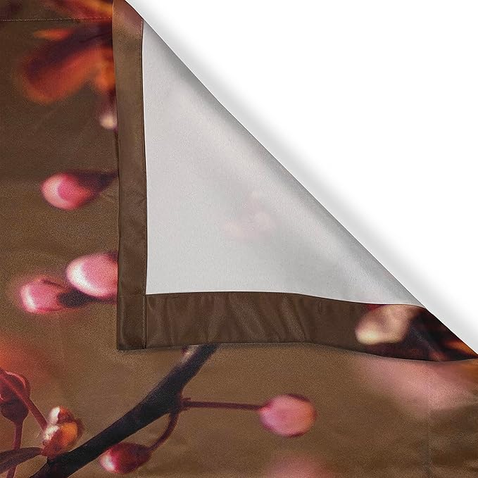Ambesonne Nature Long Kitchen Curtains, Cherry Blossom Sakura Tree Branches Flowering Japanese Flourishing Print, Two Panels Drapes with Rod Pocket Room Decor, 55" x 45", Coral Pink