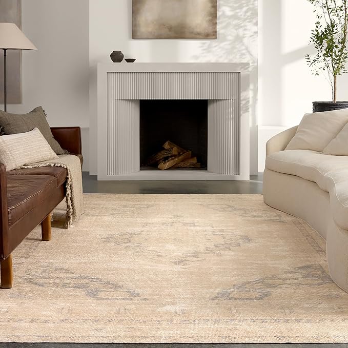 Jaipur Living Natural, Jute 8x10 Large Area Rug, Boho, Tan and Slate, Living Room Rug, Bedroom Rug